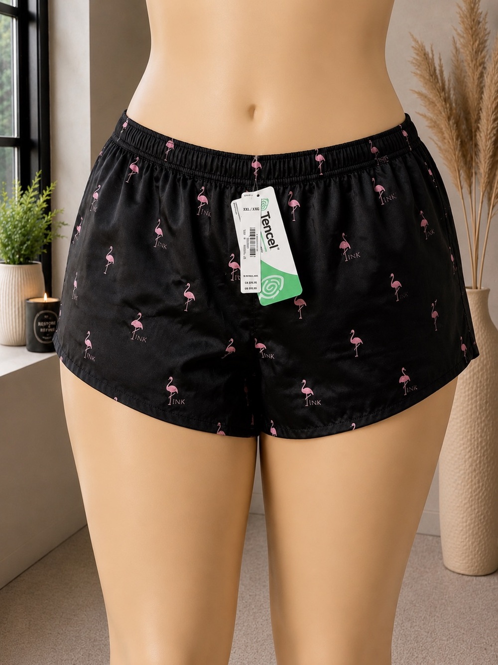Victoria’s Secret PINK Flamingo Satin Pajama Shorts XXL NWT